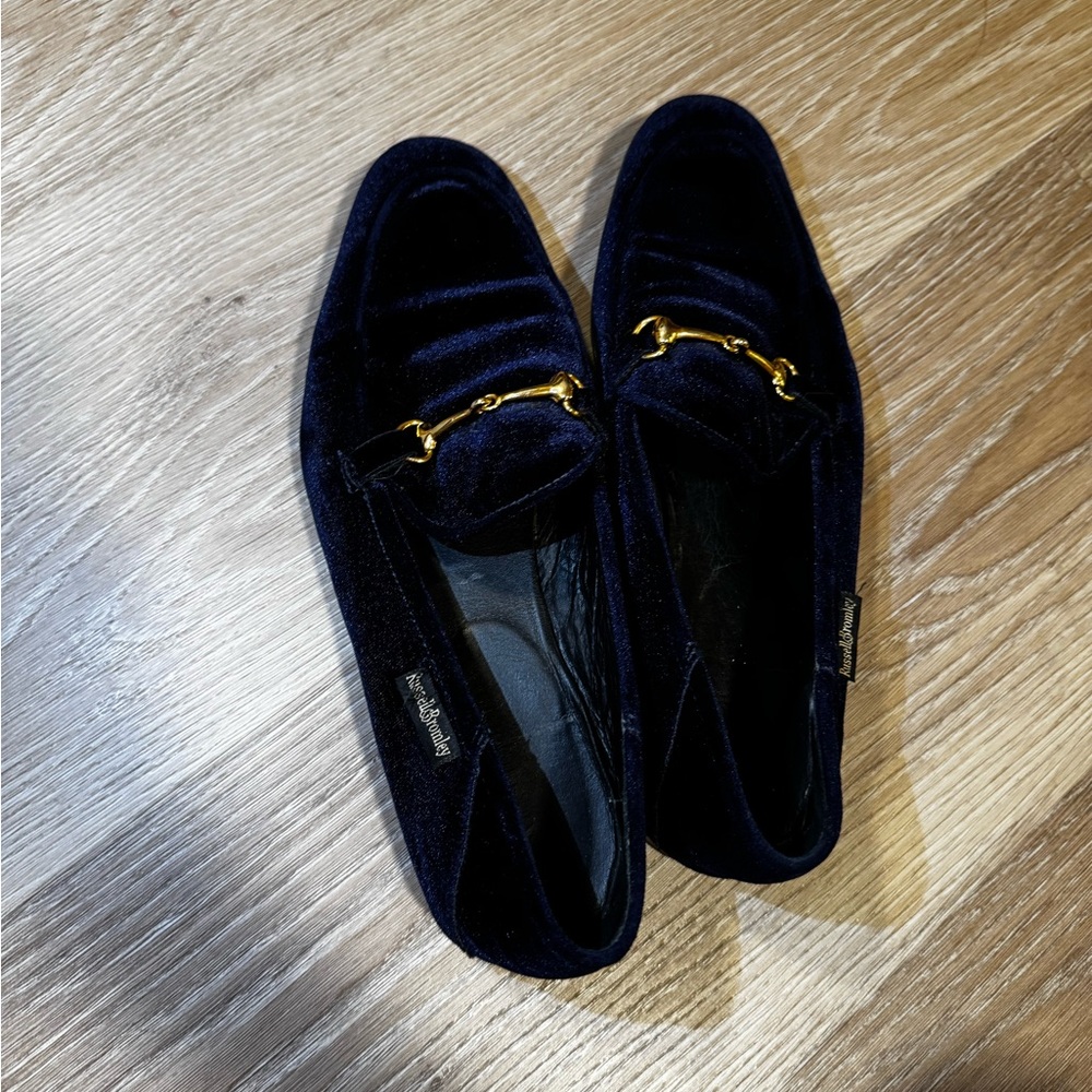 Royal blue velvet loafers. Size 40